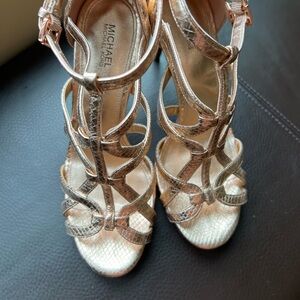 Michael Michael Kors leather open cage style sandals.  Soft pink size 7.5